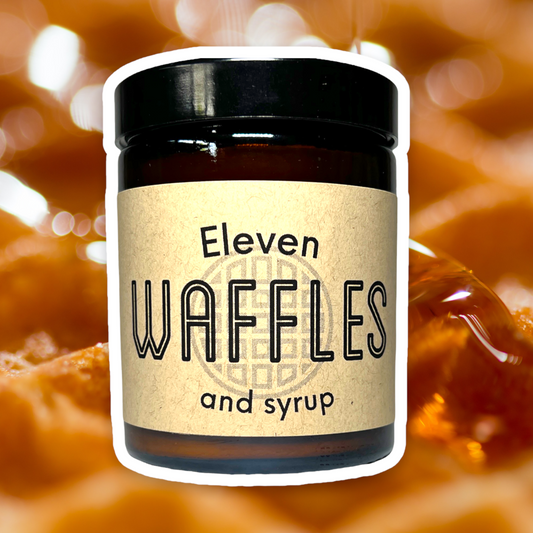Eleven Waffles and Syrup