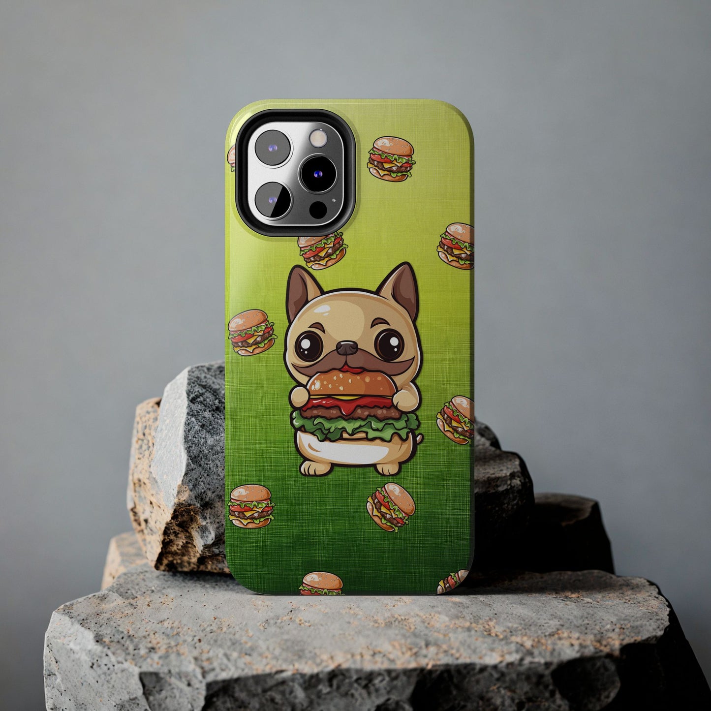 Boston Terrier Eating a Burger Phone Case