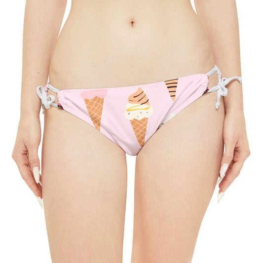 Ice Cream Cone Loop-Tie Side Bikini Bottoms