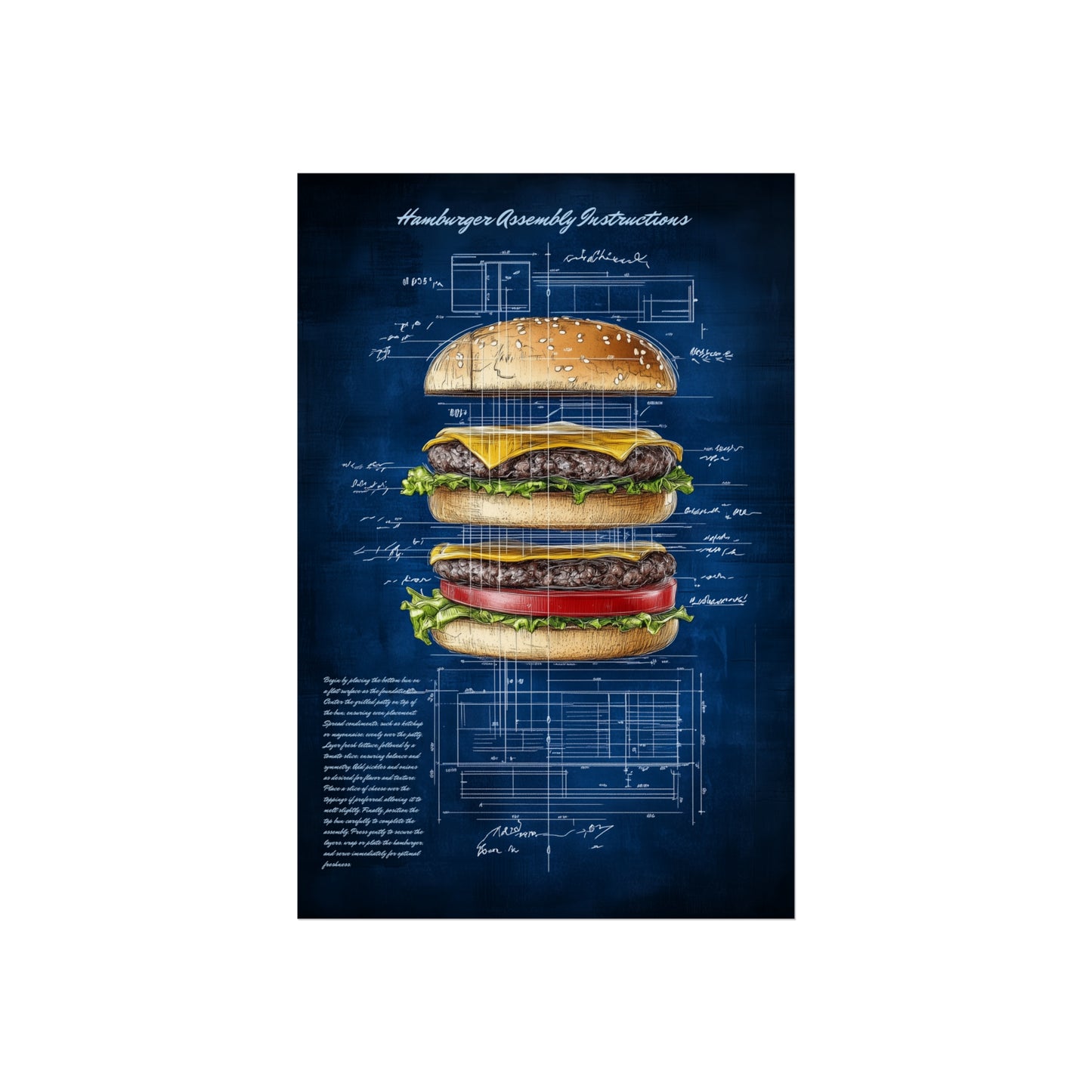 Hamburger Assembly Instructions Poster