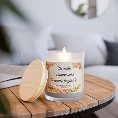 Colère de Faim Candle – “Civility Will Resume After Carbohydrates” | Snarky French Quote Soy Wax Candle | Funny Gift Decor
