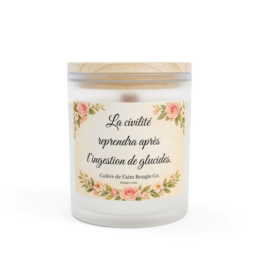 Colère de Faim Candle – “Civility Will Resume After Carbohydrates” | Snarky French Quote Soy Wax Candle | Funny Gift Decor