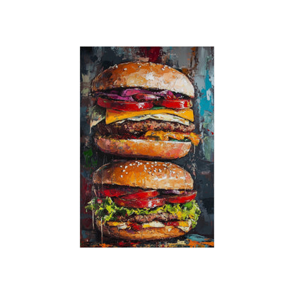 Hangry Hamburger Impressionist Art Poster