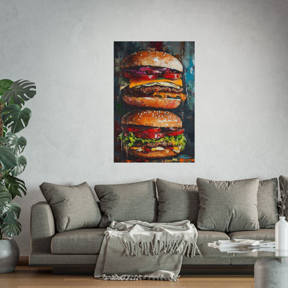 Hangry Hamburger Impressionist Art Poster