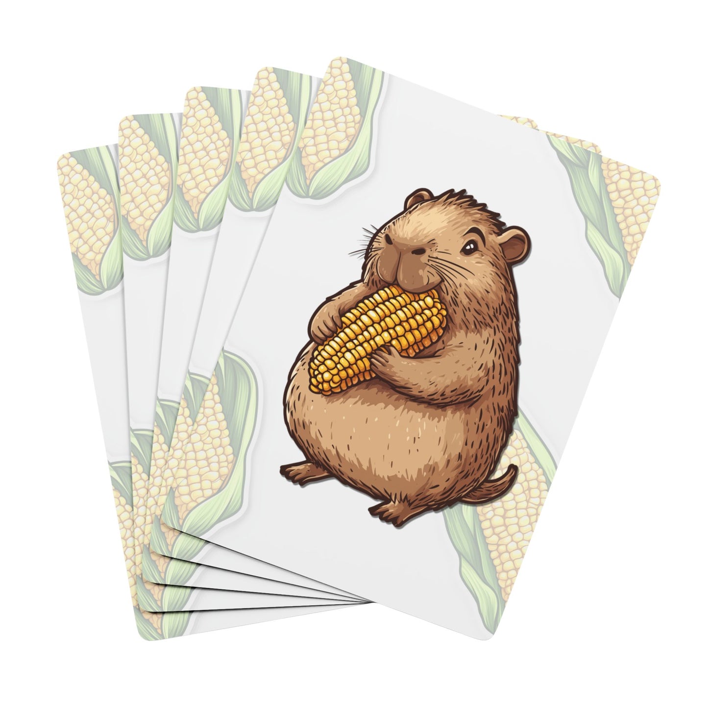 Capybara Eating Corn Playing Cards