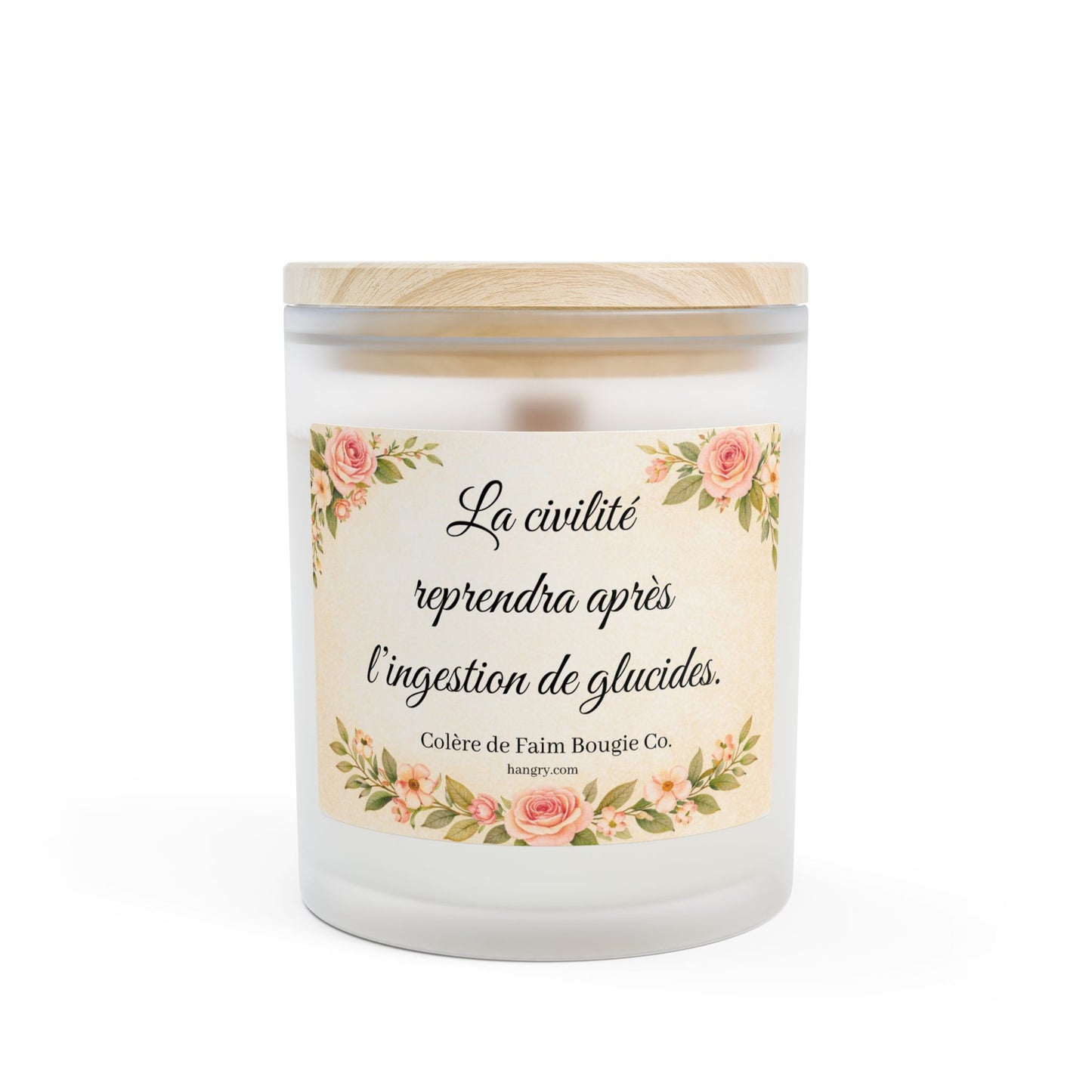 Colère de Faim Candle – “Civility Will Resume After Carbohydrates” | Snarky French Quote Soy Wax Candle | Funny Gift Decor