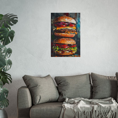 Hangry Hamburger Impressionist Art Poster