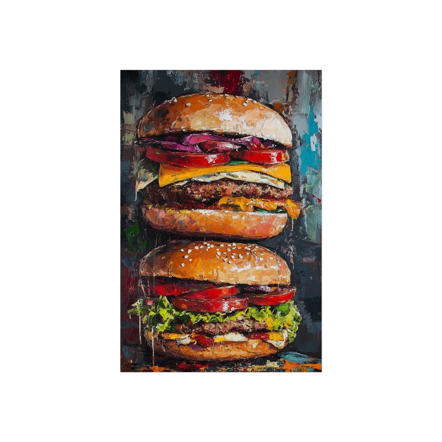 Hangry Hamburger Impressionist Art Poster