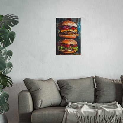 Hangry Hamburger Impressionist Art Poster