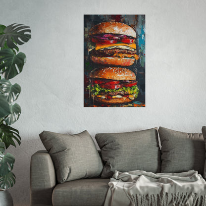 Hangry Hamburger Impressionist Art Poster