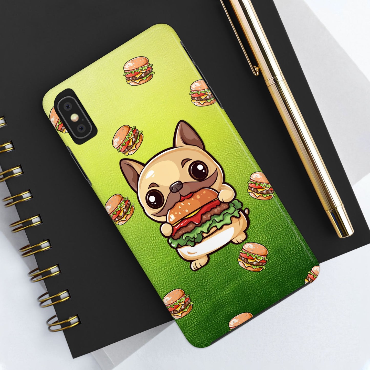 Boston Terrier Eating a Burger Phone Case